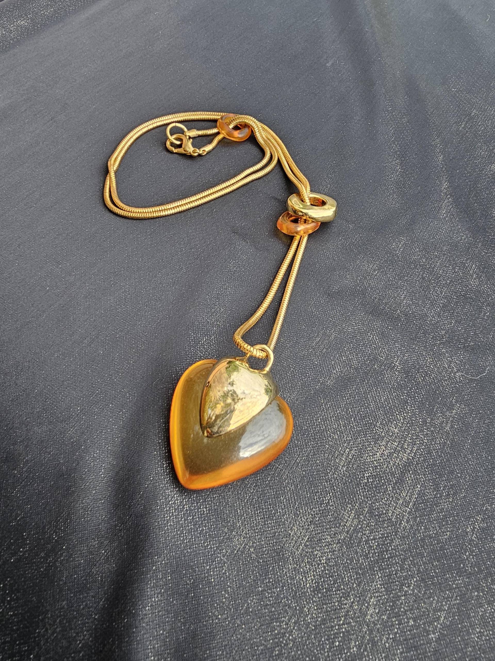 Vintage Bernstein Kette Anhänger Lamg von DemDemShop