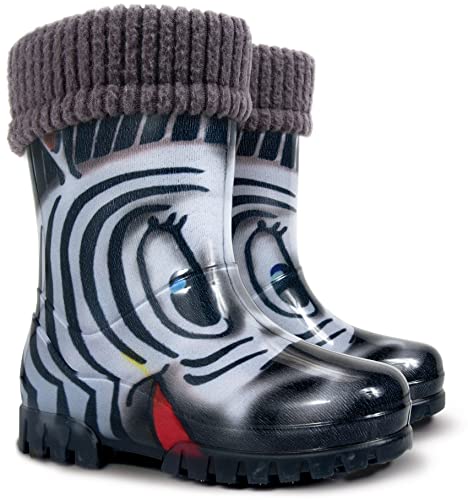 Demar Gummistiefel für Kleinkinder, Jungen, Mädchen, 2–10 Jahre, warm gefüttert, Twister Zebra, 24 EU von Demar