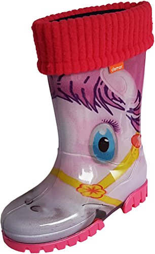 Demar Lux Bright Gummistiefel für Jungen und Mädchen, warm, mit Fleece gefüttert, Pony, 24/25 EU von Demar