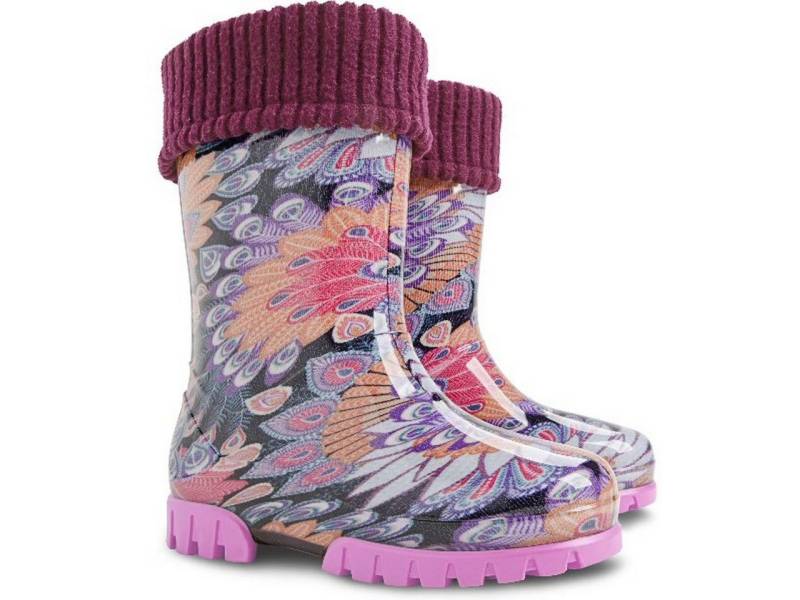 Demar Unisex Kinder Gummistiefel Regenstiefel gefüttert (Pfauenfeder) Gummistiefel wasserdicht von Demar