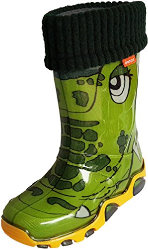 demar. Kinder Mädchen Jungen Gummistiefel gefüttert Regenstiefel, Krokodil, 22/23 EU von Demar