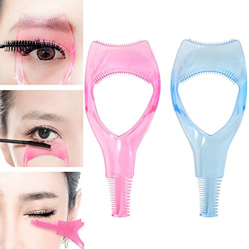 Demarkt Wimpern Schablone 3 In 1 Mascara Applikator Make Up Wimpern Werkzeug Leitfaden Werkzeug Applikator Guide mit Wimper Kamm für Frauen Rosa von Demarkt