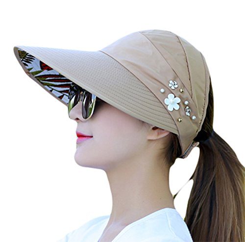 Demarkt Faltbare Sonnenhut Damen UV Schutz Hüte Sonnenschutz Hut Sommerhut Baumwolle Anti UV Mützen (Khaki) von Demarkt
