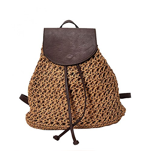 Demarkt Strohtasche Frau Rucksack Strohbeutel Beutel Rucksack Sommer Strand Stroh Tasche Rattan Gewebte Tagesrucksack von Demarkt