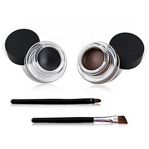 Demarkt Wasserdicht Gel Eyeliner Make up Kosmetik Augen Tools Schwarz und Braun mit 2 Bürste von Demarkt