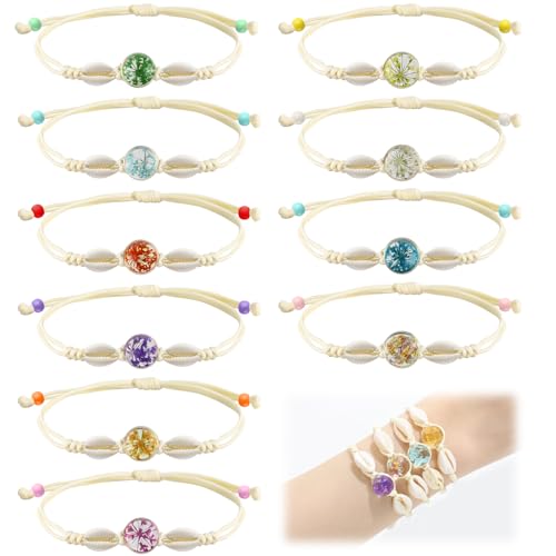 Demarsen Armbänder Kinder Einstellbare Geflochten Armbänder mit Muschel Mädchen Kindergeburtstag Gastgeschenke für Frauen Teenager,Kinderschmuck von Demarsen