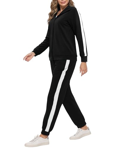 Demegimi Bequemer Damen Jogginganzug Zweiteiler mit Atmungsaktivem Stoff Sportanzug für Gym Freizeit Fitness Outdoor Homewear Loungewear Streetwear Style von Demegimi