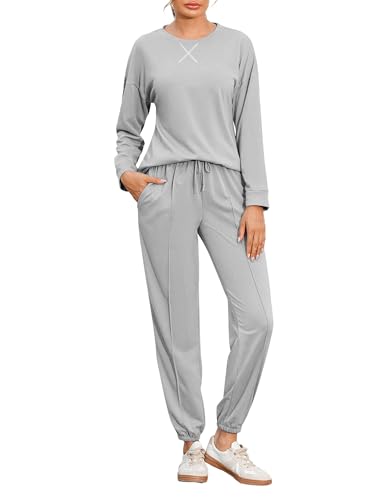 Demegimi Jogginganzug Damen Lang Trainingsanzug Zweiteiler Damen Lounge Set Einfarbig Hausanzug Freizeitanzug für Damen mit Sweatshirt & Jogginghose Demegimi Jogginganzug Damen Lang Trainingsanzug Zweiteiler Damen Lounge Set Einfarbig Hausanzug Freizeitanzug für Damen mit Sweatshirt & Jogginghose von Demegimi