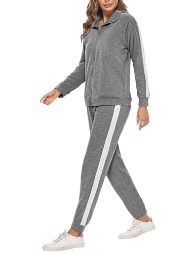 Demegimi Jogginganzug Damen Set mit Reißverschlussjacke und Jogginghose Loungewear für Fitness Freizeit Gym Running Yoga Sportbekleidung von Demegimi