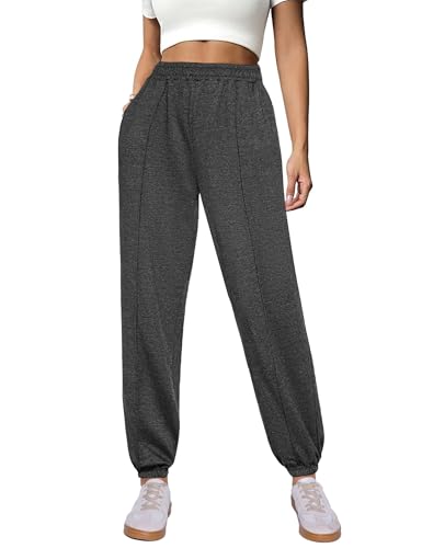 Demegimi Jogginghose Damen Lang Trainingshose Baumwolle Freizeithose Baggy Sporthose High Waist Sweathose mit Bündchen von Demegimi