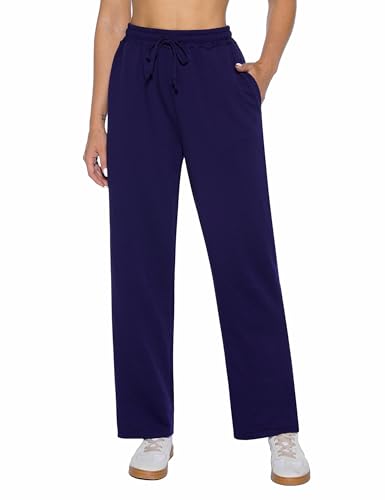Demegimi Jogginghose Damen Sporthose Lang Baumwolle Weite Freizeithose Baggy Trainingshose High Waist Sweathose Gerades Bein Hosen von Demegimi
