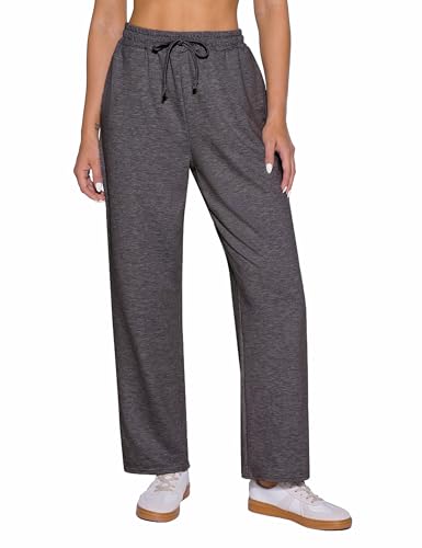 Demegimi Jogginghose Damen Sporthose Lang Baumwolle Weite Freizeithose Baggy Trainingshose High Waist Sweathose Gerades Bein Hosen von Demegimi