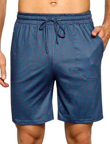 Demegimi Kurze Schlafanzughose Herren Schlafhose Baumwolle Pyjamahose Schlafshorts Pyjama Shorts Freizeithose mit Taschen von Demegimi