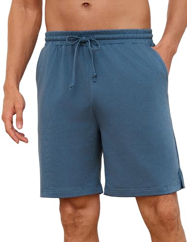 Demegimi Schlafhose Herren Kurze Schlafanzughose Baumwolle Pyjamahose Sommer Verstellbare Taille Schlafshorts Bermuda Shorts von Demegimi