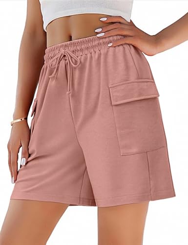 Demegimi Shorts Damen Kurze Sporthose Sommer Kurz Hosen Jogginghose Baumwolle High Waist von Demegimi