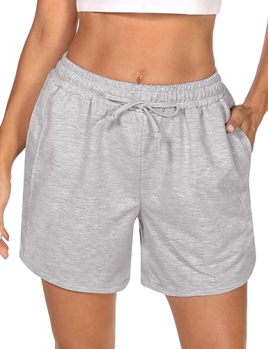 Demegimi Shorts Damen Sport Kurze Sporthose Sommer Kurze Hose Baumwolle High Waist Sweatshorts Running Shorts Gym Fitness Shorts Jogginghose von Demegimi