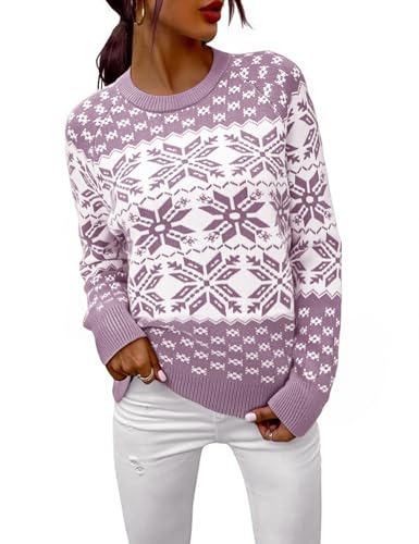 Demegimi Weihnachtspullover für Damen Schneeflocken Norweger Weihnachtspulli Ugly Christmas Sweater Winterpullover Warm Rundhals Langarm Strickpullover Demegimi Weihnachtspullover für Damen Schneeflocken Norweger Weihnachtspulli Ugly Christmas Sweater Winterpullover Warm Rundhals Langarm Strickpullover von Demegimi