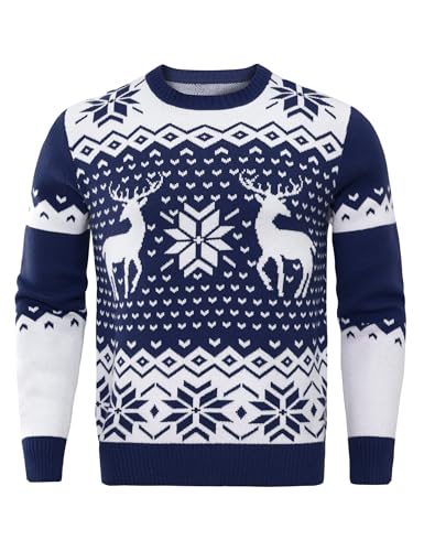 Demigimi Weihnachtspullover Herren Strickpullover Christmas Sweater Weihnachtspulli Weihnachten Pullover Hoodie Sweatshirt von Demegimi