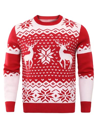 Demigimi Weihnachtspullover Herren Strickpullover Christmas Sweater Weihnachtspulli Weihnachten Pullover Hoodie Sweatshirt von Demegimi