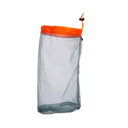 Demeras Camping Mesh Bag Wiederverwendbarer ultraleichter Mesh Drawstring Sack für Outdoor-Aktivitäten Wandern Reisen Aufbewahrungstasche(M Orange) von Demeras