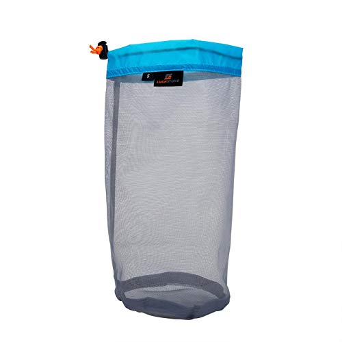 Demeras Camping Mesh Bag Wiederverwendbarer ultraleichter Mesh Drawstring Sack für Outdoor-Aktivitäten Wandern Reisen Aufbewahrungstasche(XL Blue) von Demeras