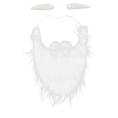 Demeras Weihnachtsmann-Bart,Lustiger Gef?lschter Bart Wei?er Verstellbarer Weihnachtsbart-Set f¨¹r Jungen,M?dchen und Erwachsene Weihnachtsfeierkleid von Demeras