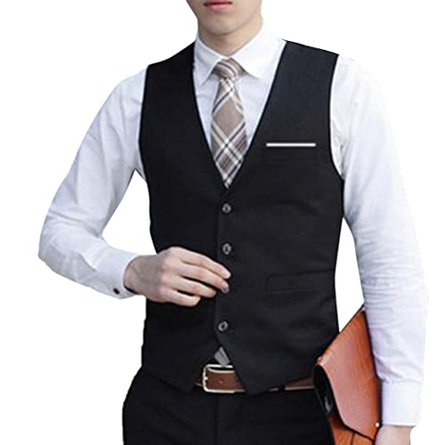 Packweste, ?rmellose Baumwolle Klassische Weste in Unifarbe Stilvolle einreihige Kn?pfe die Arbeit Gesch?ftsleute zum Schwei?en von Demeras