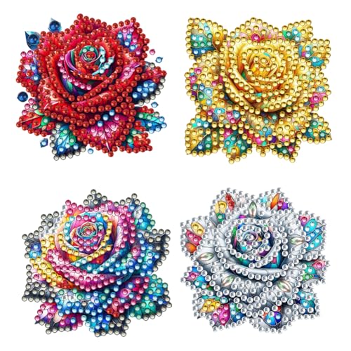4Pack Diamond Painting Brosche DIY Diamant Malerei Broschennadeln Pins Brosche Kristall Handwerk Damen Schmuck Kleidung Deko Geschenk (16) von Demiawaking
