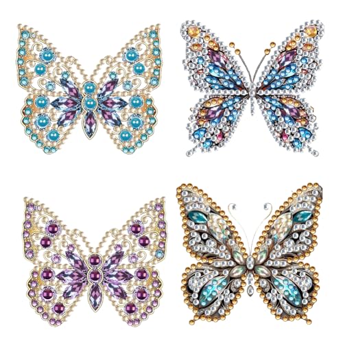 4Pack Diamond Painting Brosche DIY Diamant Malerei Broschennadeln Pins Brosche Kristall Handwerk Damen Schmuck Kleidung Deko Geschenk (17) von Demiawaking