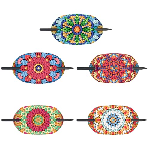 5Pcs DIY Diamond Painting Haarnadeln Haarspange, Diamant Painting Haarklammer Hair Pin für Damen Mädchen, DIY Haarschmuck Haarnadel Haar Deko Geschenk (B) von Demiawaking