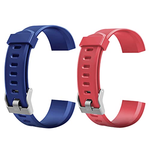 Demiawaking 2Pcs Armband Ersatz Zubehör für ID115Plus HR Smart Watch (Blau+Rot) von Demiawaking