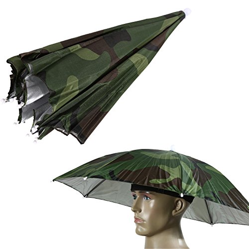 Demiawaking 65cm Regenschirm Sonnenschirm Hut Sonnenschutz Camping Angeln Wandern Outdoor Brolly (Tarnung) von Demiawaking