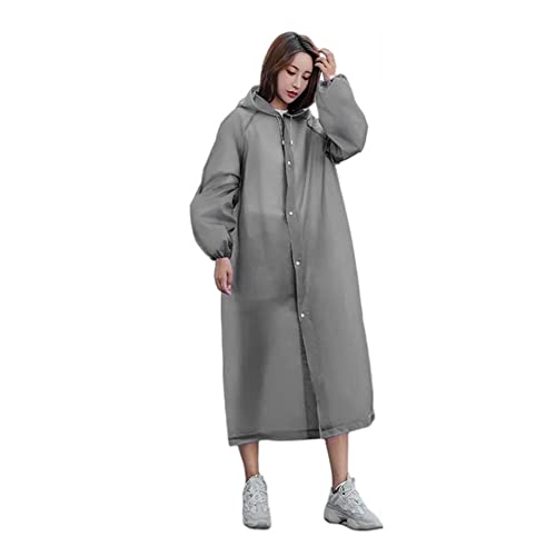 Demiawaking Langer Regenmantel Wasserdichte Damen Regenjacke Outdoor Wandern Reisen Angeln Camping Regenponcho Herren Regenjacke mit Kapuze (Grau) von Demiawaking