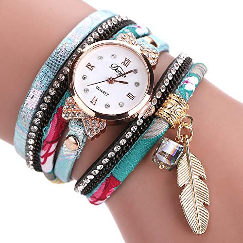 Demiawaking stylisches Frauen Casual Weave Armband Feder Anhänger Uhren Quarz weiblich Mädchen Armbanduhren Kleid Uhren Geschenk von Demiawaking
