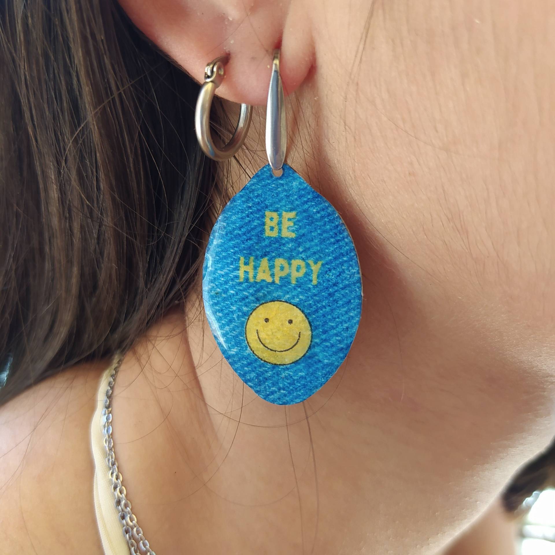 Smiley Ohrringe, Emoji Glückliches Gesicht Lustiger Schmuck, Löffel Motivierende Geschenk Für Freund Frau von DemimanoArtesana