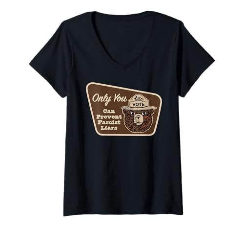 Damen Smokey sagt VOTE - Only You can Prevent Fascist Liars T-Shirt mit V-Ausschnitt Damen Smokey sagt VOTE - Only You can Prevent Fascist Liars T-Shirt mit V-Ausschnitt von Democracy is NOT a Spectator Sport