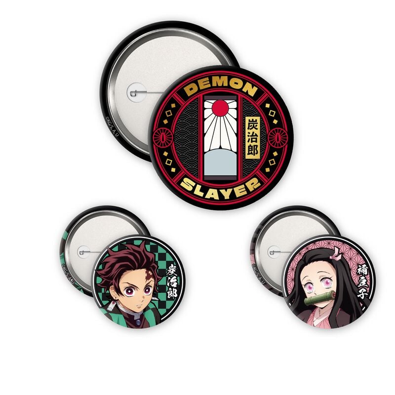Demon Slayer - Anime Button-Set - Tanjiro & Nezuko - multicolor  - Lizenzierter Fanartikel von Demon Slayer