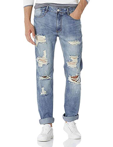 Demon&Hunter 802R Serie Herren Gerade Bein Normale Passform Jeans 802R4(Hellblau/33) von Demon&Hunter