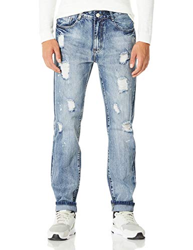 Demon&Hunter 802R Serie Herren Gerade geschnitten Normale Passform Jeans 802R1(Blau/34) von Demon&Hunter