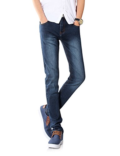 Demon&Hunter 808 Serie Herren Dünn Schlank Jeanshose, Blau Dh8048 X Simple Navy X Normal, 36W / 32L von Demon&Hunter