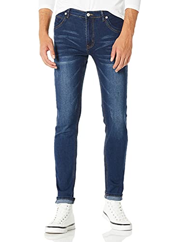 Demon&Hunter 808 Serie Herren Dünn Schlank Jeanshose, Blau Dh8058 X Fashion Navy X Normal, 32W / 32L von Demon&Hunter