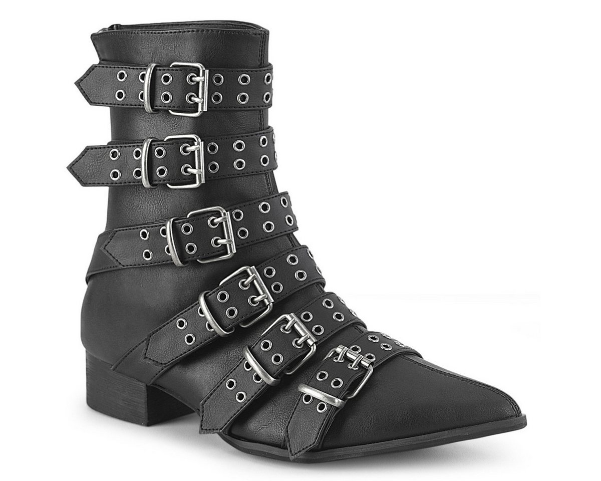 DemoniaCult Sale WARLOCK-70 DemoniaCult Unisex Schnallenstiefel Blockabsatz schwar High-Heel-Stiefel von DemoniaCult