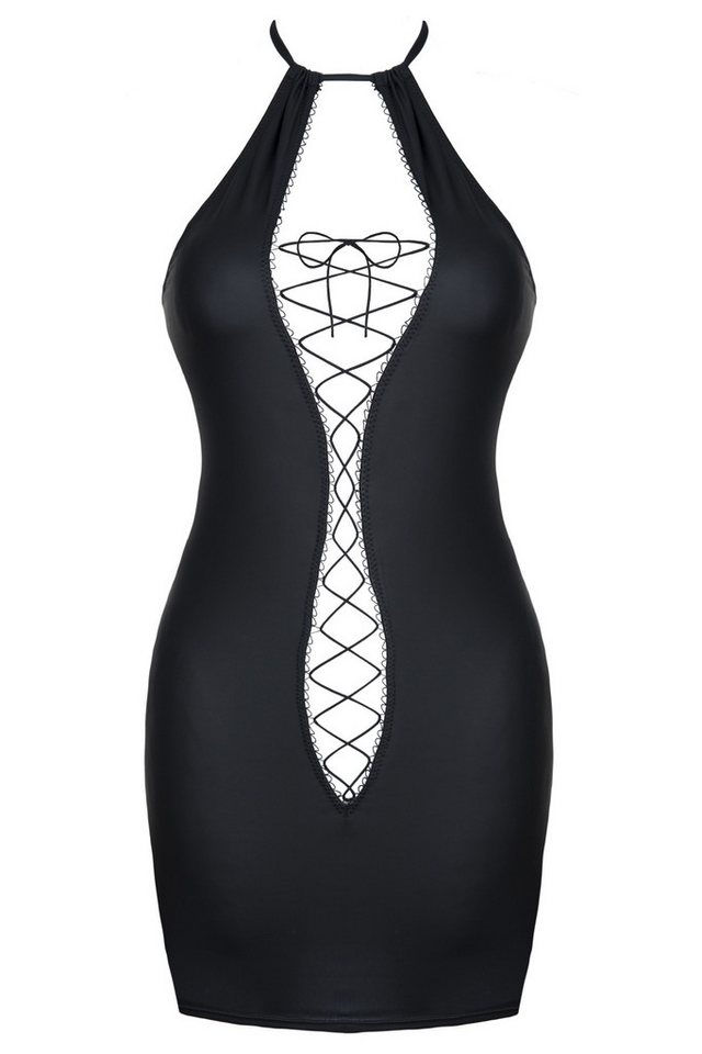 Demoniq Minikleid Frauen Dessous wetlook Neckholder Minikleid mit Schnürung matt dehnbar von Demoniq