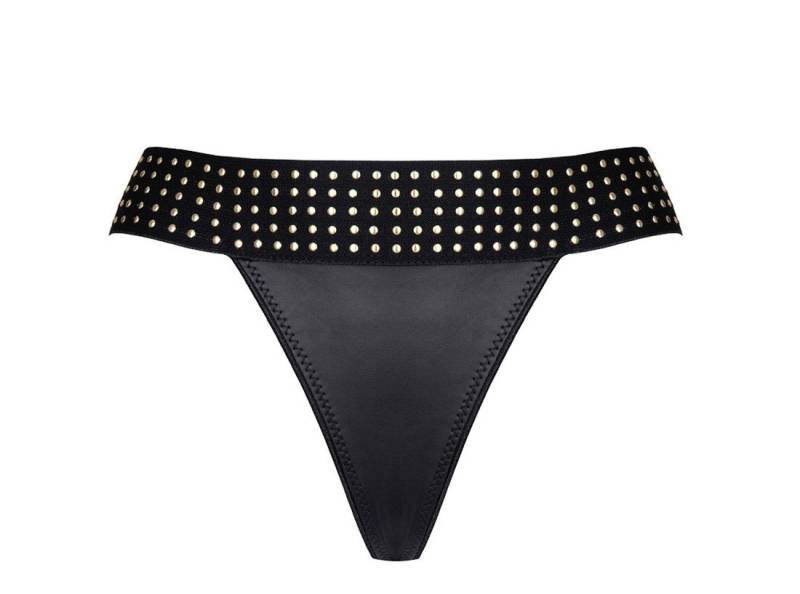 Demoniq Slip Schwarzer wetlook String-Tanga mit Gummiband und goldenen Ornamenten e Demoniq Slip Schwarzer wetlook String-Tanga mit Gummiband und goldenen Ornamenten e von Demoniq