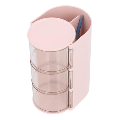 Denash Make -up -Pinsel Organizer mit Staubdestellter 3 Tier Struktur für Pulver Puff Lagerung Ideal für Schönheitsbegeisterte Kunststoff Transparent 8pcs Pinsel für Desktop Set für Desktop (PINK) von Denash