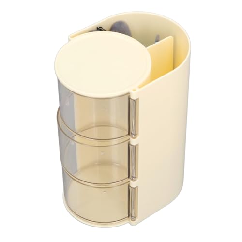 Denash Make -up -Pinsel Organizer mit Staubdestellter 3 Tier Struktur für Pulver Puff Lagerung Ideal für Schönheitsbegeisterte Kunststoff Transparent 8pcs Pinsel für Desktop Set für Desktop (YELLOW) von Denash