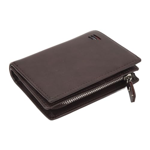 Denash Tragbare Stilvolle -Blockierungsbrieftasche für Frauen Männer Multi -Card Reißverschlussbaus Vertikale Öffnung (Dunkelbraun) von Denash