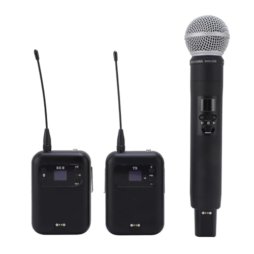 Wireless Mikrofon, Wiederaufladbares Mikrofon, Professionelles Handheld -Mikrofon mit Bodypack für Karaoke -Partykonzert von Denash