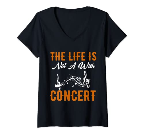 Damen lustiger Wortwitz, the life is not a wish concert, Denglisch T-Shirt mit V-Ausschnitt Damen lustiger Wortwitz, the life is not a wish concert, Denglisch T-Shirt mit V-Ausschnitt von Denglisch Spruch, deutsch-englisch, Denglish