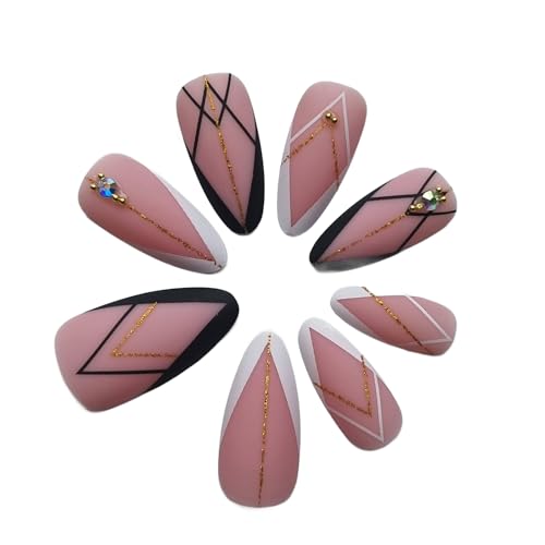 Künstliche Fingernägel, lang, vollflächig, 24 Stück, für Frauen und Mädchen, Künstliche Fingernägel mit Tips, verschiedene Designs von Deni Carte